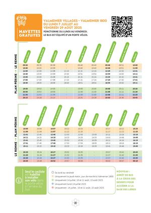 Horaires Navette éTé 2025