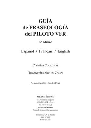 Extrait 2202 Guía de fraseología del piloto VFR Español/Français/English