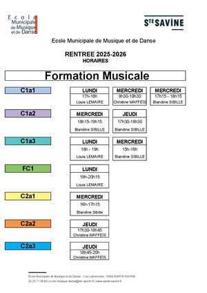 Planning Formation Musicale 2024-2025
