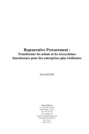 Extrait 2193 Regenerative Procurement : transformer les achats et les écosystèmes fournisseurs pour des entreprises plus résilientes