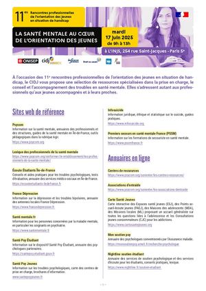 Ressources Rencontres Pros : La santé mentale au coeur de l'orientation des jeunes