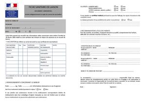 Fiche Sanitaire De Liaison