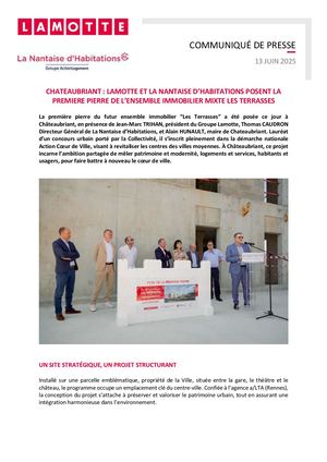Lamotte pose la première pierre des Terrasses à Châteaubriant - 13 juin 2025