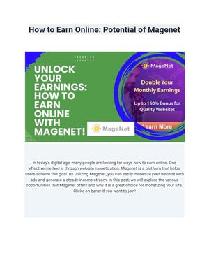 How To Earn Online Potential Of Magenet