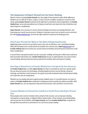 The Importance Of Expert Wound Care For Faster Healing