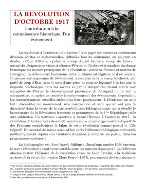 La Révolution D'octobre 1917