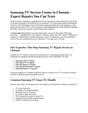 Samsung TV Service Center in Chennai – Fast & Reliable Repairs!