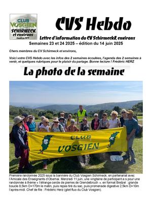 CVS Hebdo 14 Juin 2025 semaines 23 et 24