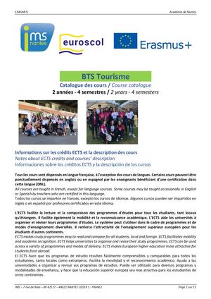 Bts Tourisme Course Catalogue Def