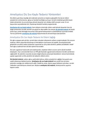 Ameliyatsız Diz Sıvı Kaybı Tedavisi Yöntemleri