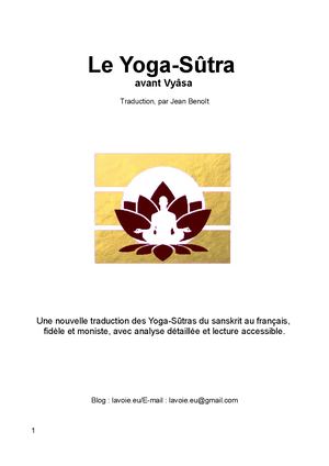 Le Yogasûtra avant Vyasa