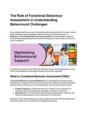 The Role Of Functional Behaviour Assessment In Understanding Behavioural Challenges