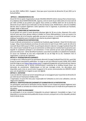 Règlement Jeu Concours Hellfest