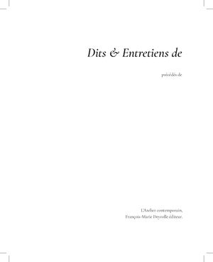 Dits & entretiens de Bram van Velde