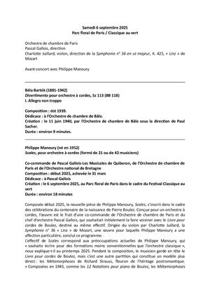 Programme de salle 6.09.2025