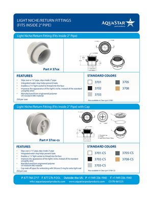 37xxx - Light Niche Return Fittings (Fits Inside 2'' Pipe).