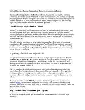 Oil Spill Response Tacoma
