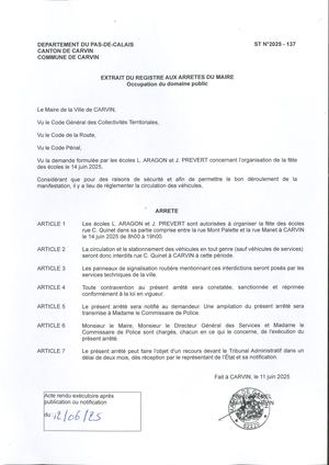 OCCUPATION DU DOMAINE PUBLIC - ECOLES ARAGON ET PREVERT