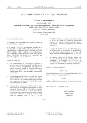 Décision 2009/959/UE du 14 déc. 2009