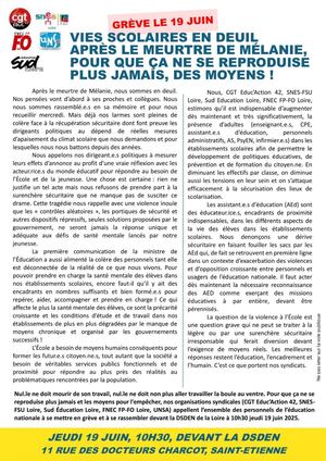 Tract CGT Educ Action 42 19 Juin Vies Scolaires En Deuil