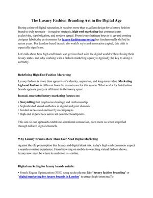 The Luxury Fashion Branding Art In The Digital Age