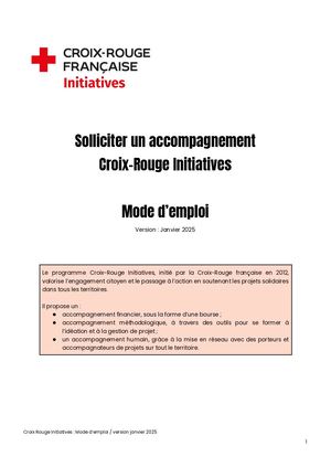 Croix Rouge Initiatives Mode D'emploi 2025