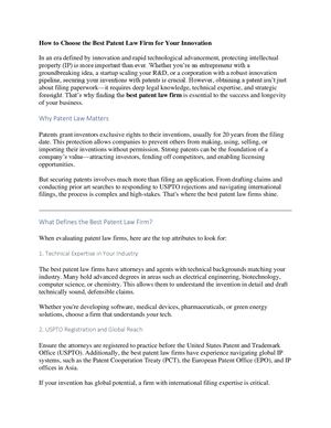 How To Choose The Best Patent Law Firm For Your Innovation