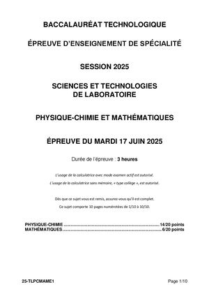 STL Physique chimie