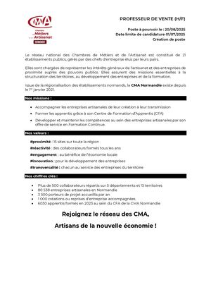 Offre Professeur De Vente Dieppe 1