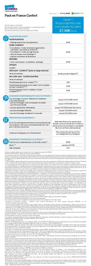 Tableau Pack en France Confort - SMERRA
