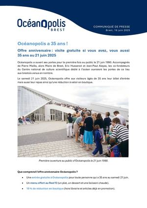 Cp Offre Anniversaire Ocanopolis A 35 Ans Samedi 21 Juin 2025