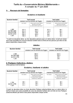 Grille Tarifaire Et Modalites De Paiement