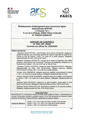 RP 020004107 EHPAD FRANCOIS 1ER VILLERS COTTERÊTS