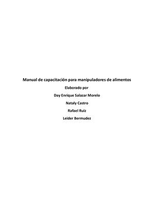 Manual De Capacitacion Para Manipuladores De Alimentos