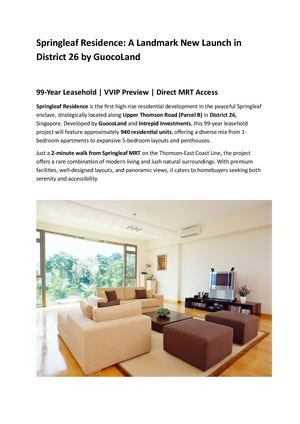 Springleaf Residence | 940-Unit GLS Condo at Upper Thomson | GuocoLand Singapore