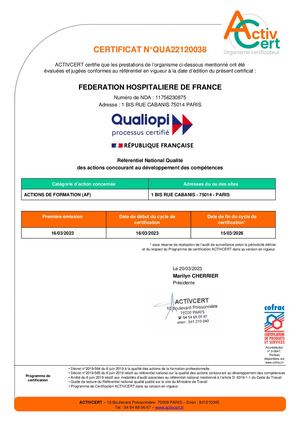 Certificat Qualiopi - Federation Hospitaliere De France