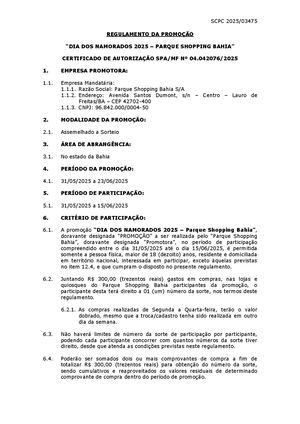 Regulamento - Promoção de namorados