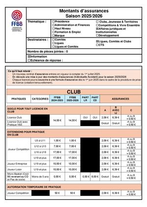2025 Montants Licences Et Assurances 2025 26