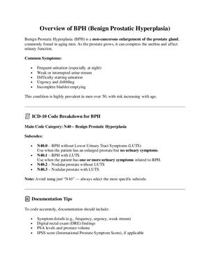 ICD-10 Code N40: What Providers Should Know About Benign Prostatic Hyperplasia