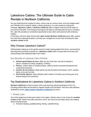 Lakeshore Cabins The Ultimate Guide To Cabin Rentals In Northern California