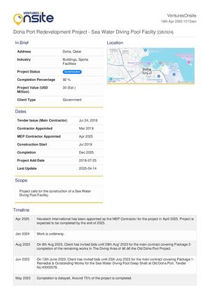 Doha Port Redevelopment Project Sea Water Diving Pool Facilty 16042025