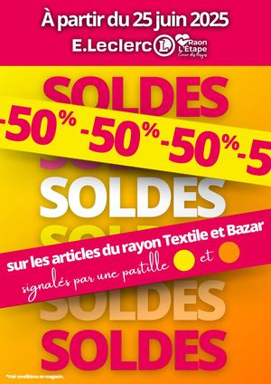 SOLDES : 50% de réduction IMMÉDIATE sur le Textile et le Bazar !