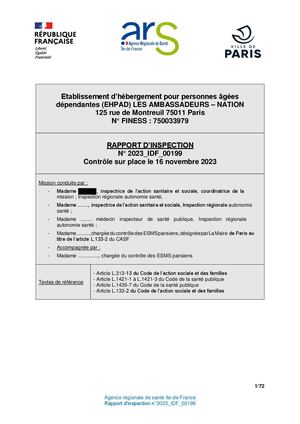 RP 750033979 EHPAD LES AMBASSADEURS PARIS