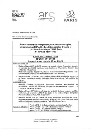 RP 750054322 EHPAD RESIDENCE LES INTEMPORELLES ORNANO PARIS