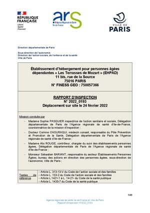 RP 750057366 EHPAD LES TERRASSES DE MOZART PARIS