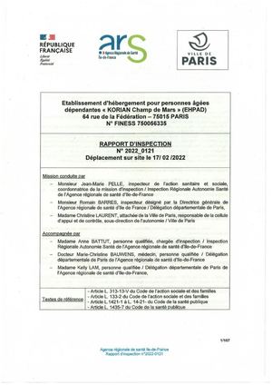 RP 750809220 EHPAD CHAMP DE MARS PARIS