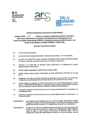 ARR1 940011398 EHPAD SAINT EXUPERY VILLEJUIF