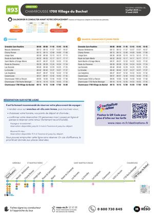 Fiche horaires ligne N93 - été 25