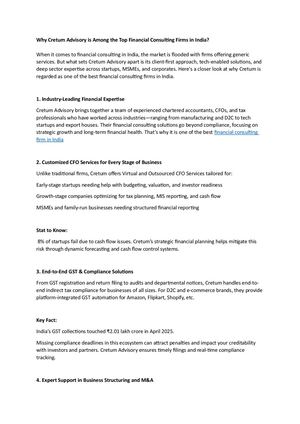 Why Cretum Advisory Is Among The Top Financial Consulting Firms In India