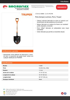 Pala (lampa) cuchara, Perú, Truper Bacruflex